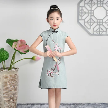  Saldus Cheongsam Mergaitėms 2022 Naujas Medvilnės Retro Kasdien Pagerinti Siuvinėjimo Suknelė Rytų Suknelė Priežastinis Kinijos Studentų Suknelės