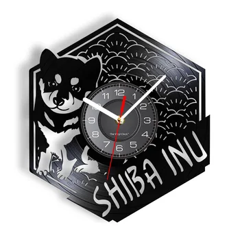  Shiba Inu Šuns Veislė Sieninis Laikrodis Modernaus Dizaino Namų Dekoro, Miegamojo Kambarį Japonija Silent Ne Tiksi Laikrodis Mažylis Savininkai Dovana