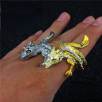  Valdinga Velnias Dragon Gyvūnų Reguliuojamas Žiedai Vyrams, Moterims Atidarymo Šventosios Dragon Piršto Žiedą, Hip-Hop Papuošalai
