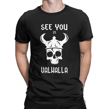  Vyriški T-Shirt Vikingai Jus Pamatyti, Valhalla Humoro Medvilnės Trišakiai Trumpi Rankovėmis Marškinėliai Apvalios Apykaklės, Drabužių, Dovanų Idėjos