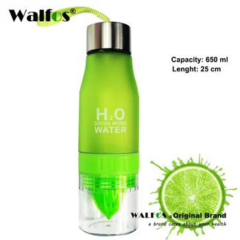  Walfos Maisto Klasės 650ML Butelis H2O Citrinų Sulčių, Vaisių, Vandens Butelis Infuser Drinkware Lauko Nešiojamų Shaker Sporto Butelis