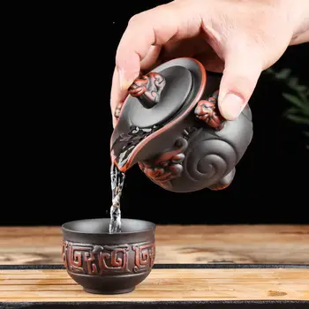  Zhaocai ranka ūkyje arbatinukas Zisha arbatinukas keturių pėdų Wangcai retro vieną arbatinukas vieną simbolį arbatinukas laimingas reiškia, 160ml
