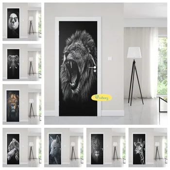  Šiaurės stiliaus šiuolaikinio meno apdailos laukinių gyvūnų liūtas, tigras panda home pvc, polietilenas, durų lipdukas, dekoratyvinės sienų lipduko o817