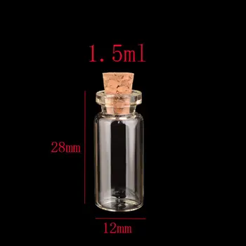  1,5 ml Mini tuščius skaidraus stiklo buteliuke su mediniais kamštienos,1.5 cc mėginio stiklo buteliukas kamščiamedžio kamščiu,mažų kamå ¡ä  iai stiklo buteliai , bouteille
