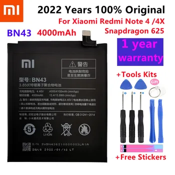  100% XiaoMi Naujas Originalus Nekilnojamojo 4100mAh BN43 Baterija Xiaomi Redmi Pastaba 4X 3G+32G / Už Redmi 4 Pastaba pasaulio Snapdragon 625