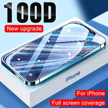  100D Visiškai Padengti Grūdinto Stiklo iPhone 11 12 13 Pro Max XR X XS Screen Protector Dėl 