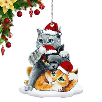  1pc Akrilo Animacinių filmų Gyvūnų, Kabamųjų Mielas Kalėdų Kačiukas Ornamentu Kalėdų Medžio Apdaila Durų Langą 3.14*0.11*3.14 į