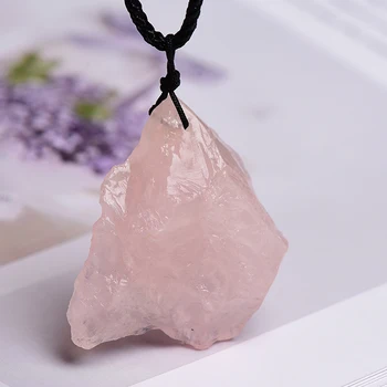  1Piece Natūralus Rožių Kvarco Pendant Crystal Originalus Akmens Kristalai Gydymo Akmuo Rose Kvarco Moterų Mineralinių Papuošalai 