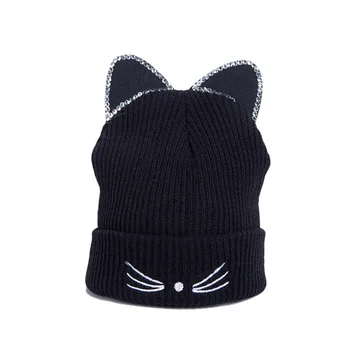  2019 Nauja, Moterų megzti Cute Kačių Skrybėlės Žiemos Gyvūnų Beanies Skrybėlę Lady Lauko variklio Dangčio Kepuraitė kepurės Didmeninė