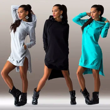  2020 Mados Gobtuvu Raišteliu Visą Rankovėmis Fleeces Moterų Suknelės, Žiemos Dress Moterų Hoodies Susagstomi Megztiniai