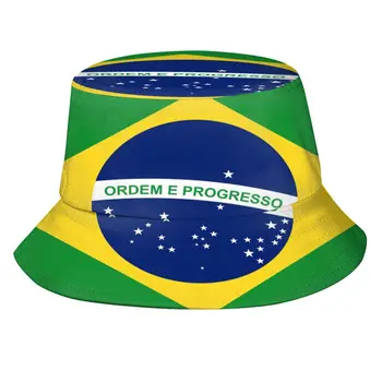  2021 m. Vyrai Moterys Vasarą Brazilijos Vėliava Kibiro Kepurę Bob Žvejys skrybėlę Lauko Kelionių Saulės Skydelis Mados Panama