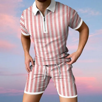  2022 m. Vasarą vyriški trumpomis Rankovėmis Polo Marškinėliai + Šortai Tracksuit 3D Spausdinimo Atsitiktinis Paplūdimio Kelnės Tiktų Sporto, T-Marškinėliai vyrams, rinkiniai