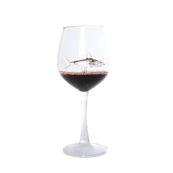  2022 Naujausias Trumpas Ilgas Ryklio Aukštos Boro Silikatinio Stiklo, Metalo Red Wine Goblet Viskio Taurės Ypatingą Dovaną Ryklys Red Wine Goblet 2