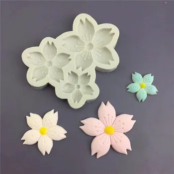  3 Su Sakura Gėlių Formą, Silikono Formos Sun Flower Minkštas Šokoladinis Gimtadienio Tortas Dekoravimo, Kepimo Namuose Pelėsiai