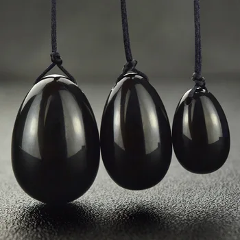  3 VNT /set black yiu kvarco kristalo kiaušinių ir virvės Yoni kiaušinių masažo įrankis dubens kegel sporto makšties susitraukimus.