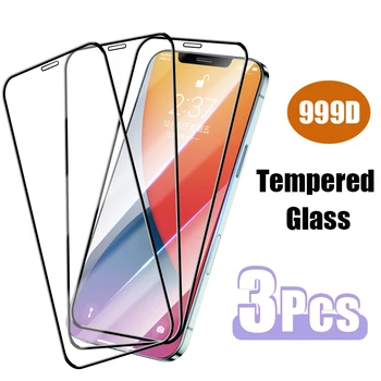  3PCS Visiškai Padengti Grūdinto Stiklo IPhone 13 14 7Plus 6 6s 8 Screen Protector, IPhone, 11 X XR XS Max 12 Mini Pro SE2020 Stiklo