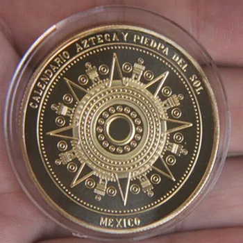  5 vnt Prekės naujos Majų, actekų kalendoriaus ženkliuko, sidabro padengtą 40 mm Meksika suvenyrų dekoravimas kolekcines monetos