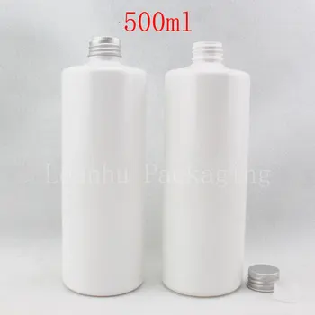  500ML Baltojo Butas Peties Plastikinio Butelio Aliuminio Dangtelis , 500CC Tuščias Kosmetikos Konteinerių , Losjonas / Tonerio Sub-išpilstymo