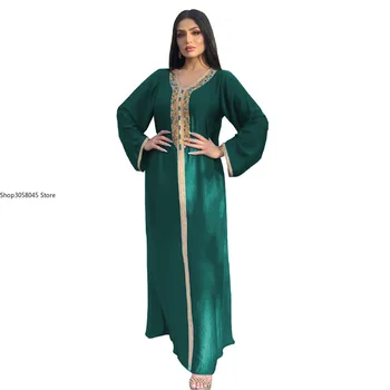  Abaja Dubajus Kaftan Musulmonų Moterų Suknelė Maroko Caftan Vakare Chalatai Turkijos Islamo Drabužių 2021 Eid Mubarakas Djellaba Femme