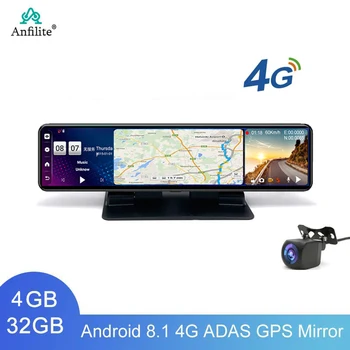  Anfilite 12 colių galinio vaizdo veidrodis automobilių dvr Brūkšnys Kamera, 4G, WiFi, Android 8.1 Transporto priemonių GPS navigatorius 1080p Vaizdo įrašymo Registratorius