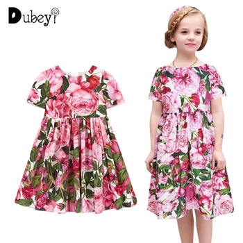  Baby Girl Dress Gėlių Spausdinti Mergaitės Kostiumas Vaikams Drabužių Komplektus, Vasaros Gėlių Suknelė Mergina Suknelės