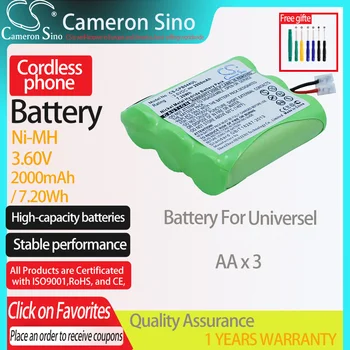  CameronSino Baterija Universel AA x 3 Belaidžius telefono Baterija,antžeminių laidinių telefono linijų akumuliatorius 2000mAh/7.20 Wh 3.60 V Ni-MH Žalia