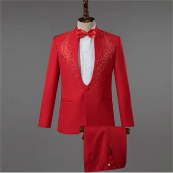  Choras švarkas vyrams smokingas kostiumas rinkinys su pants mens vestuvių kostiumai kostiumų dainininkas star stiliaus šokių scenos drabužių oficialų suknelė B374