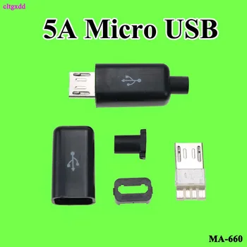  cltgxdd 10set 5A Micro USB 4PIN Suvirinimo Tipas Male Plug Jungtis Įkrovikliui 4P USB Uodega Įkrovimo lizdas 4 1 Metalinės Dalys