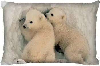  Custom Užvalkalas polar bear stačiakampio Užtrauktukas Pagalvę Mesti Pagalvės užvalkalą Padengti 45x35cm (iš Vienos Pusės) Spausdinti dekoratyviniai pagalvių užvalkalai