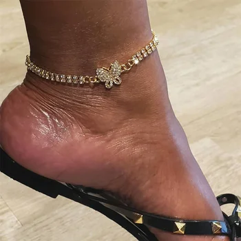  Derliaus Prabanga Drugelis Kristalų Anklet Apyrankę ant Kojos Pėdų Papuošalai, Aksesuarai Anklets Moterų Didmeninės