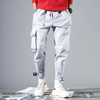  Hip Hip Krovinių Kelnės Vyrams Kulkšnies Ilgio Kelnės, vyriški Poilsiu Streetwear vientisos Spalvos 2019 M. Pavasarį Kišenėje Kelnės vyrams HD033