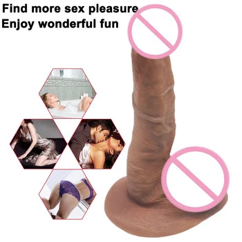 HOWOSEX 17.5*3.8 cm Super Realus Minkštas Silikoninis Dildo siurbtukas Strapon Dirbtinis Penis Penis Masturbator Suaugusiųjų Sekso Žaislai
