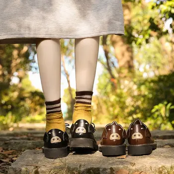  Japonijos kolegijos stilius saldus lolita batai derliaus apvali galva, storos apačioje moterų batų mielas siuvinėjimas studentų kawaii batai cos