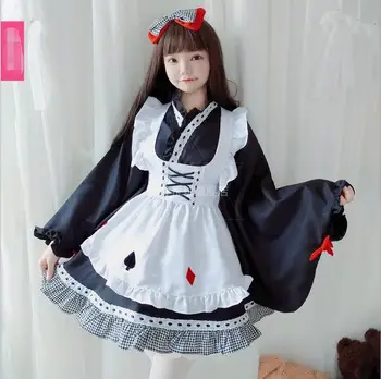  Japonų Anime Cosplay Tarnaitė Suknelė Cos Loli Kawaii Kimono Retro Stiliaus Gotikos Arbatėlė Lolita Dress