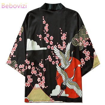  Karšto Pardavimo Kimono Moterų Japonijos Yukata Moterų Moterų Azijos Drabužių Megztinis Marškinėliai Moterims Tradicinių Sakura Krano Kimono Haori