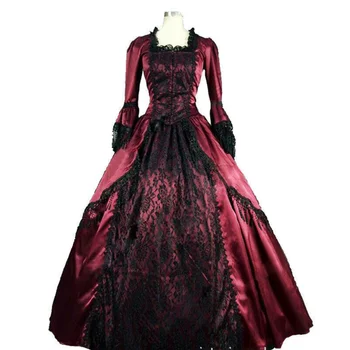  Karšto vyno raudona teismas suknelė kamuolys Gotikos kostiumas vaidmuo žaisti kostiumas pritaikymas savo reikmėms