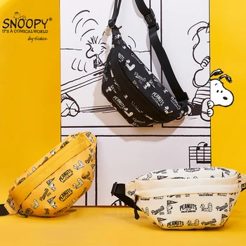  Kawaii Snoopy Anime ir Animacinių filmų Mados Krūtinės Maišelį Vyrų Krepšys Moterų Juosmens Krepšys Sporto Telefono Krepšys