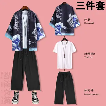  Kinų stiliaus kostiumas Hanfu vyrams pavasarį ir vasarą, saulė įrodymas cardigan Daopao trumpas rankovės Capris