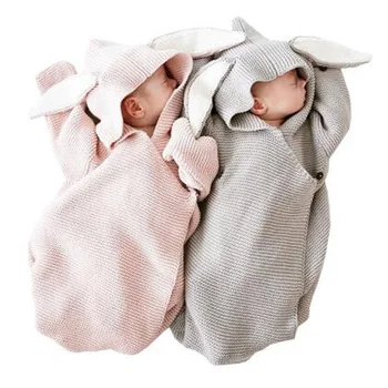  Kūdikių Antklodės Naujagimių Megzti Kūdikių Apima Triušio Ausies Swaddling Baby Wrap Fotografijos Bunny Stilius Suvystyti Wrap BL01