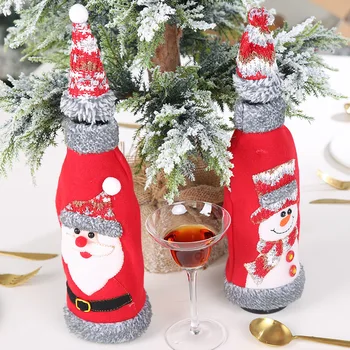  Kūrybos Kalėdinis Vyno Butelis Nustatyti Raudona Linksmų Kalėdų Vyno Butelio Dangtelį Vyno Butelį, Maišelį Rankovės Kalėdos Naujųjų Metų Vakarienės Stalo Dekoras