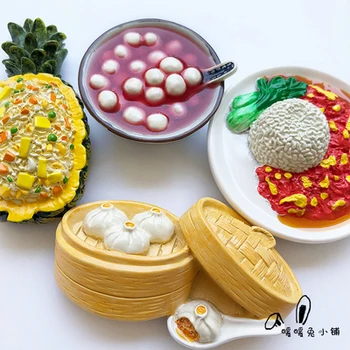  Kūrybos mielas animacinių filmų Tangyuan Xiao long Bao, ananasų, ryžių dervos šaldytuvas magnetas klijuoti magnetinė stic