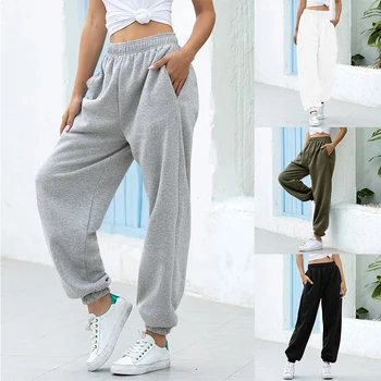  Laisvas Poilsiu Pločio Kojų SweatPants Moterų Kelnės Plus Size Soft Aukšto Liemens Kelnės Streetwear Korėjos Atsitiktinis Kelnės