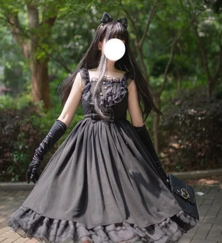  Lolita saldus aukšto juosmens balta mergaitę dirželis suknelė vasaros princesės viktorijos suknelė kawaii girl gothic lolita cosplay loli