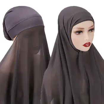  Mados Šifono Hijab Šalikas Ilgas Musulmonų Skara Paprastas Minkštas Turbaną Kaklaraištis Galvos Apsiaustas Moterų Afrikoje Turbaną Headwrap