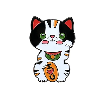  maneki neko japonijos pasisekė katė emalio pin Sėkmės sagė