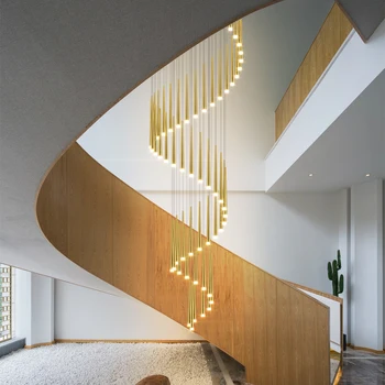  Modernus didelis sukamasis laiptai liustra dvipusis mansarda gyvenamasis kambarys lempos viešbučio fojė ilgą eilutę kabinti dekoratyvinis Liustra