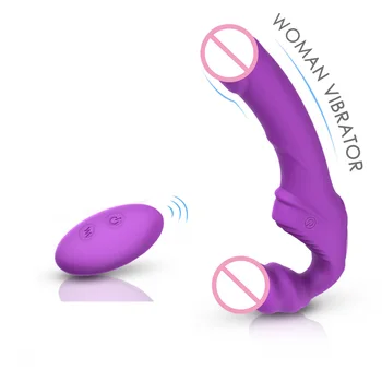  Moterų Lesbiečių sekso žaislas G-spot Bevielis nuotolinio valdymo dvivietis vadovas vibratorius Moterų masturbacija mašina traukti vibratorius svirtis