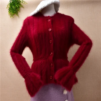  moterų moterų rudenį, žiemą storas šiltas gauruotas mink kašmyro megztinių plonas dryžuotas megztinis angoros kailio striukė, megztinis kailis traukti viršūnės