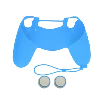  Mėlynos spalvos Minkšto Silikono Apsaugos Atvejis su Ranka, Riešo Dirželis Playstation 4 PS4 Wireless Controller + 2 vnt Spaustuvai
