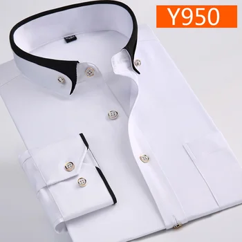  nauja Pavasario atvykimo aukštos kokybės komercinės lengva priežiūra vyrams marškinius vyras vientisos spalvos negabaritinių ilgomis rankovėmis plius balta dydis M-9XL